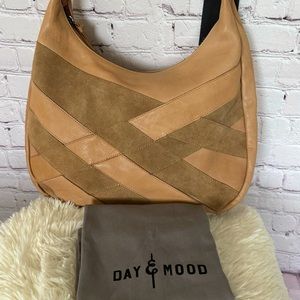 DAY & MOOD Sandy Hobo Large Leather Suede Camel Handbag--NWT